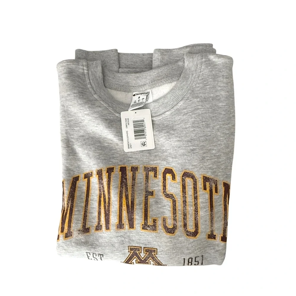 Champion Sweatshirt Mens Medium Grey NWT Minnesota Golden Gophers Crewneck